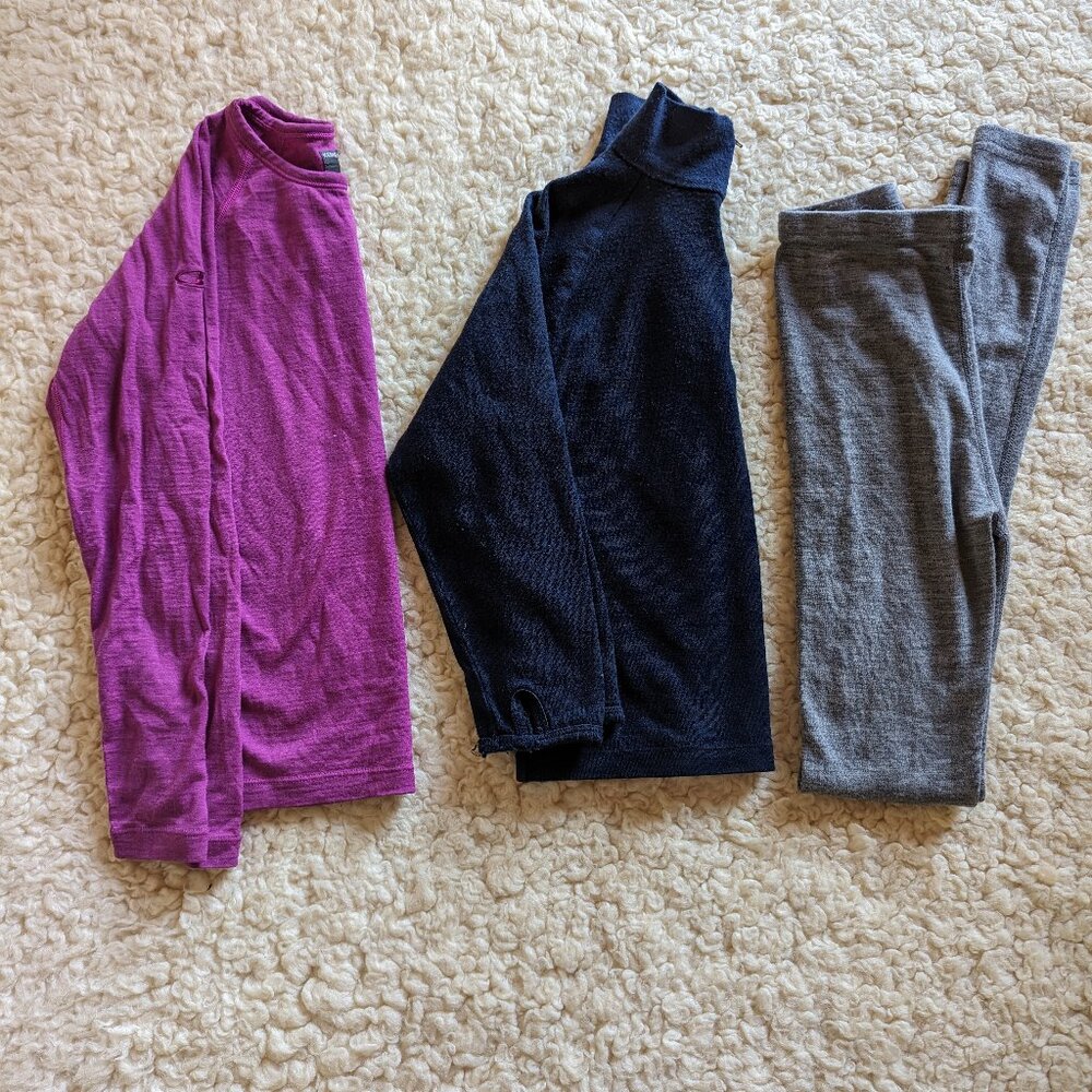 Icebreaker & Meriwool youth sz 10-12 wool unders longjohns